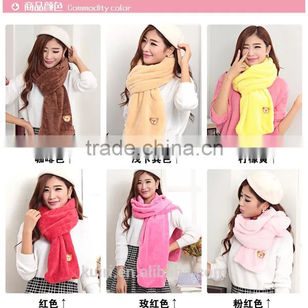 Women Scarf Imiation Fur Plush Neckerchief Girl Shawl Winter Warm Scarves Female Shawl Scarf Lovely Bear Neck Warmer photo-3