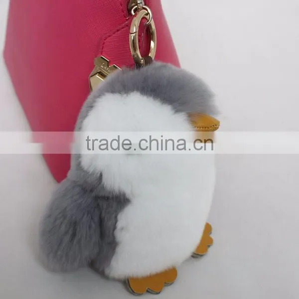 Myfur Popular Penguin Pattern Real Rabbit Fur Made Bag Accessory Pendant photo-2
