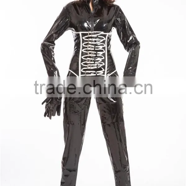 2015 Instyles Walson Lady Sexy Black Pvc Lingerie Catsuit Thick Lingerie Latex Rubber Pvc Costume 2 Way Zip photo-5