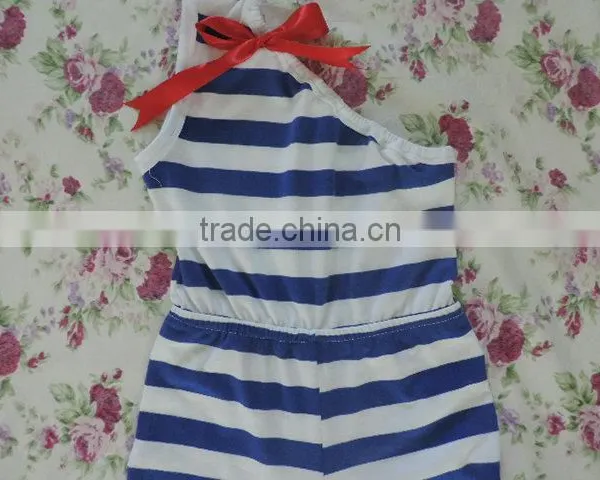 Summer New Arrive Toddlers Clothing Cool New Design One-shoulder Blue and White Stripes Cotton Romper Summer Hot Sale 2016 photo-3