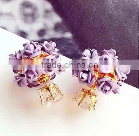 Ball-flower Fashion Diamond Stone Jewelry Stud Earrings photo-4