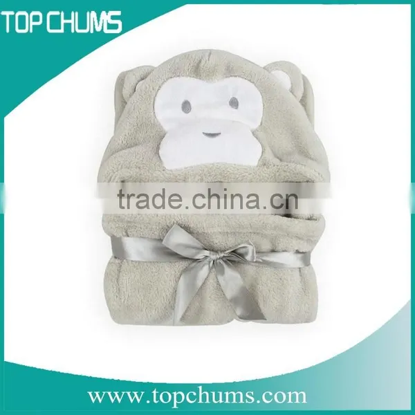 Wholesale Customized Animal Shape Solid Color Children Baby Hood Fleece Blanket Poncho photo-2