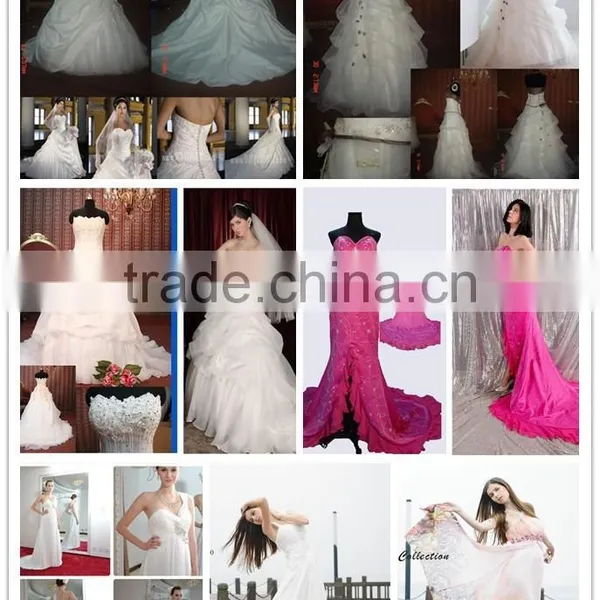 A-Line Strapless Long Trailing With Beaded Sash Wedding Dress AS01202 photo-5