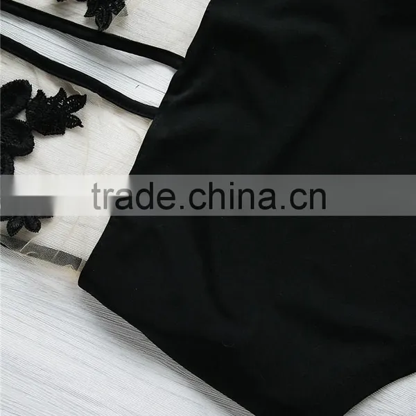 Flower Embroidery Hot Women Transparent Sexy One Piece See Through Swimwear Bathing Suit photo-6