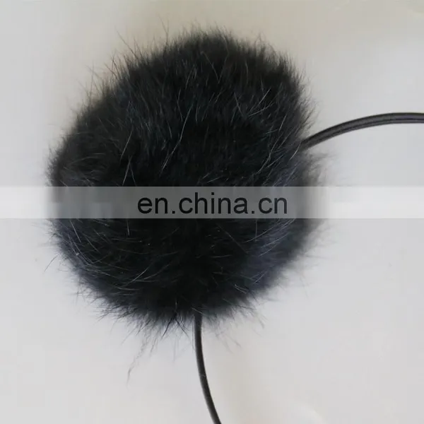 8cm Real Rabbit Fur Ball Hairband for Girl Lady Fashion Handmade Fur Accessories photo-5