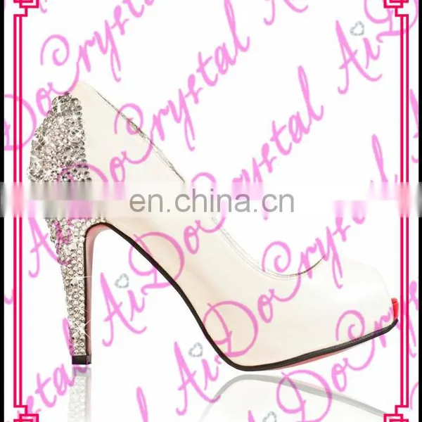 Aidocrystal Bling Bling After Heel Stick Crystal Elegant New Fashion Peep Toe Womens Wedding&Party 14cm High Heels Shoes