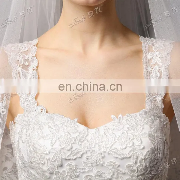 Stunning Lace Appliqued Two Straps Sheer Open Back Chapel Train Lace Mermaid Wedding Dresses 2015 photo-6