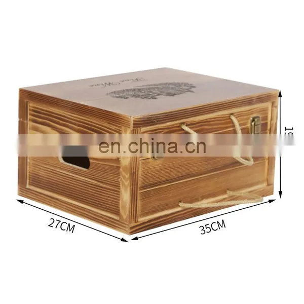Factory Direct Sale Custom Handmade 6 Bottles Wooden Wine Gift Boxes Hinged Box for Wine photo-4