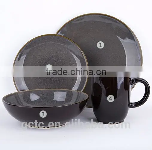 Stoneware 16pcs Dinnerware Set With Gray Reactive Glaze photo-6