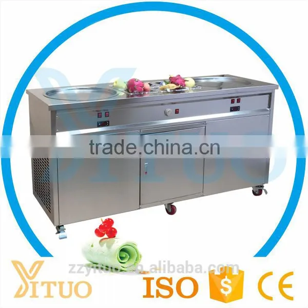 Free Ship to Mumbai, India / Large Capacity Double Pan Fried Ice Cream Roll Machine Made in China for Sale photo-2