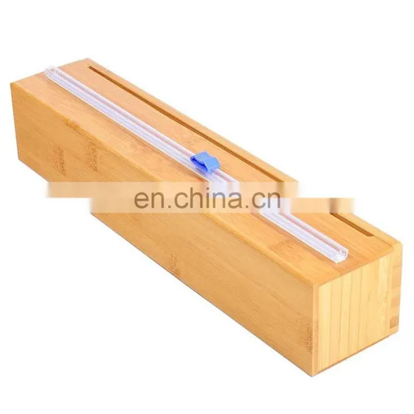 Single Bamboo Magnetic Plastic Wrap Dispenser With Slide Cutter Cling Wrap Dispenser photo-3