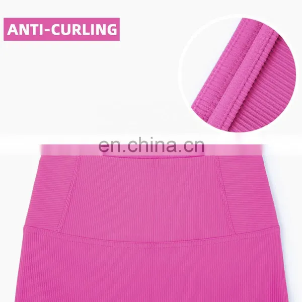 Custom Women Ribber Fabric Sport Set Girls Yoga Gymwear Wholesale Workout Set Fitness Clothing photo-3