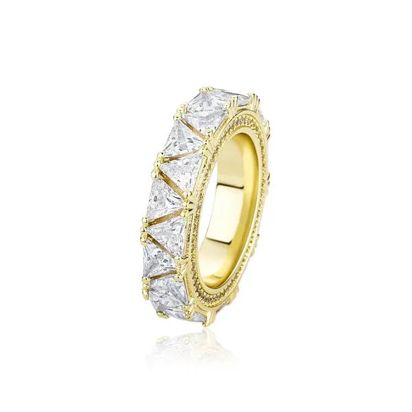 Hip Hop Claw Setting Triangle CZ Stone Bling Ice Out Round Finger Rings for Men Rapper Jewelry Drop Shipping photo-5
