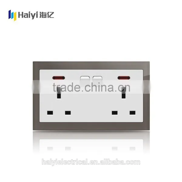 British Standard Double 13a Switched Socket, Wall Switch and Socket