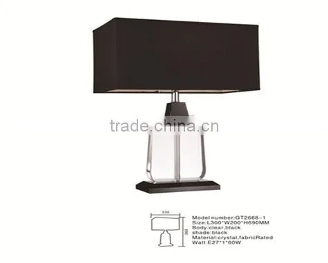 Modern k9 Crystal Table Lamp&home Table Lighting With Square Black Fabric Shade