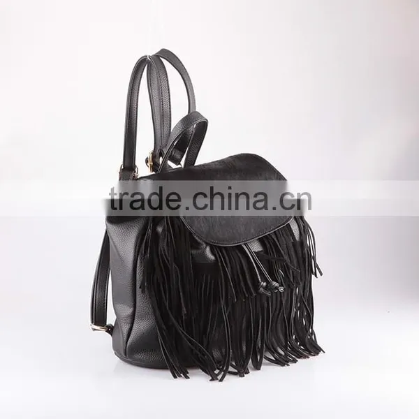 4762 Fashion Backpack Tassel Design Genuine Leather Guanghzou Backpack photo-2