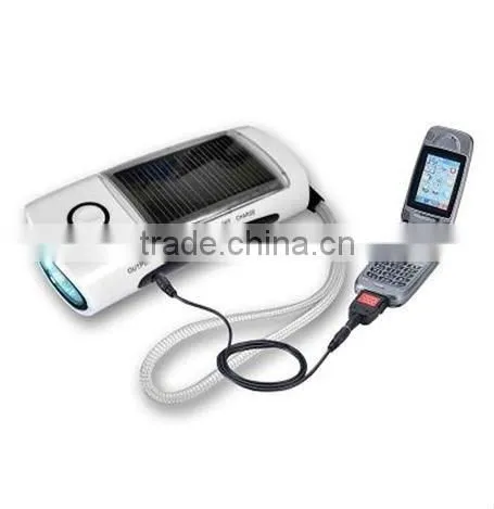 Solar torch with mobile charger/FM radio
