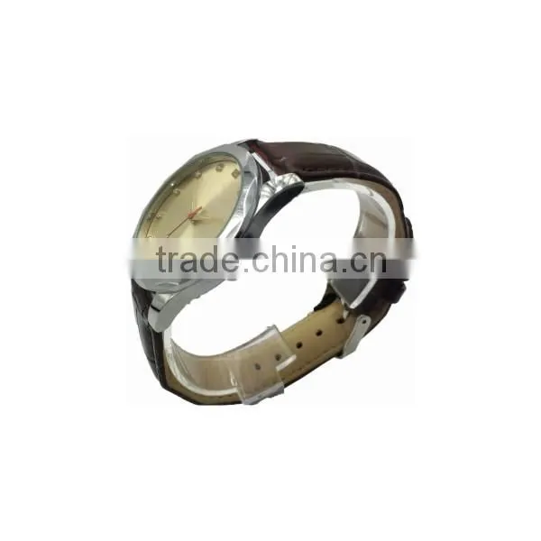 Generous Polygon Case Diamond Solar Dial Men Leather Watch photo-2