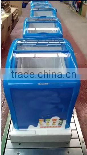 158L Smaller Curved Glass Door Freezer SD-158 Soft Ice Cream Machine, Ice Cream Freezer Curved Sliding Glass Door Commercial photo-4