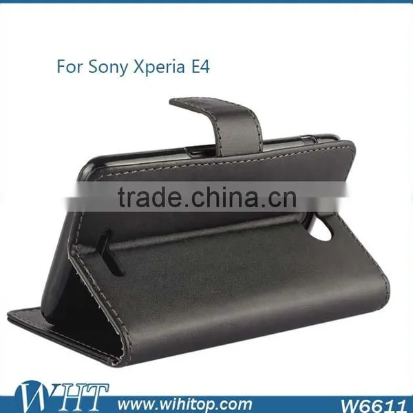 China Supplier Flip Wallet Cover Genuine Leather Phone Case for Sony Xperia E4 photo-4