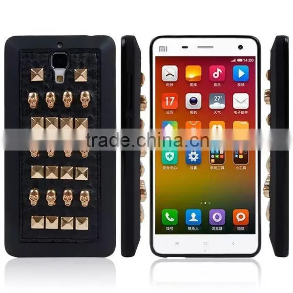 Silver Punk Pyramid Studded Style Studs Rivet Hard Back Case for MI 4 photo-4