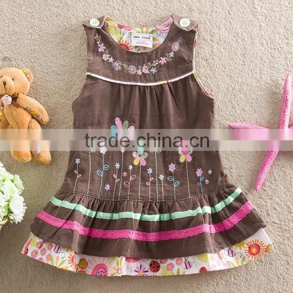 (9016#BROWN) 18M-6Y Children Wear Cotton Baby Girls Corduroy Girl Dress