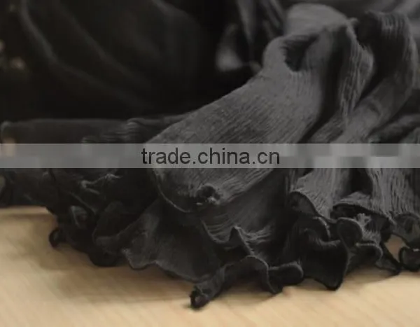 Black Color Crepe Georgette Long Silk Scarf photo-4