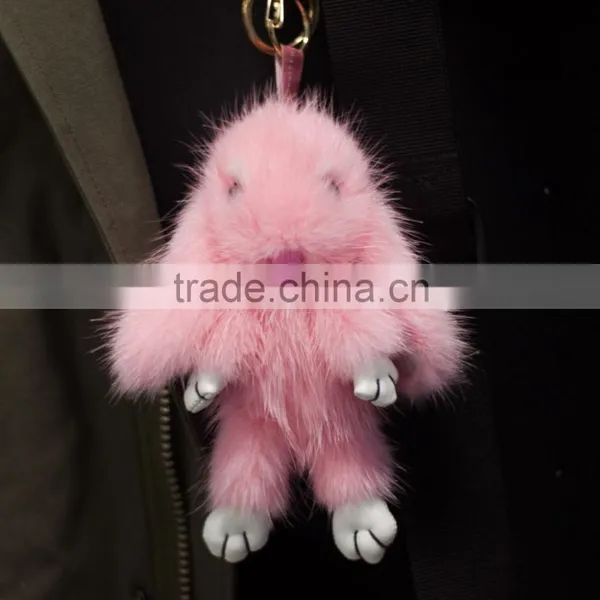 Bear Shape Mink Fur Keyring/ Lovely Shape Pendant/ Rex Mink Fur Rabbit photo-4