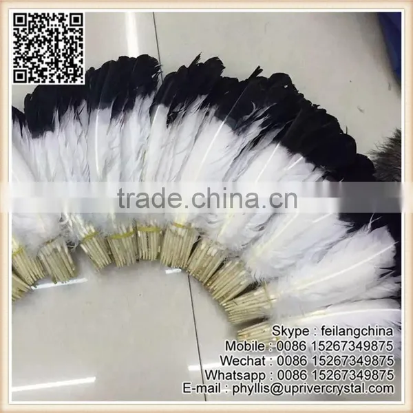Wedding Party Bridal Wing Decoration White Turkey Black Tip Feather photo-2