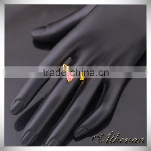 Smooth Wholesale Gold Jewelry Angle Wing Brass Single Stone Ring Designs photo-3