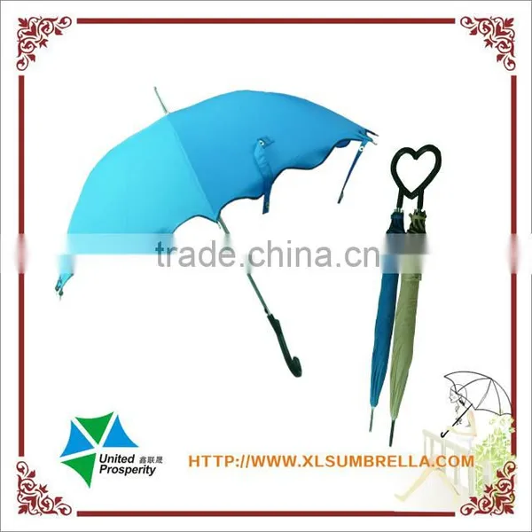 23"*8k Solid Fabric Straight Umbrella With Love Handle photo-2