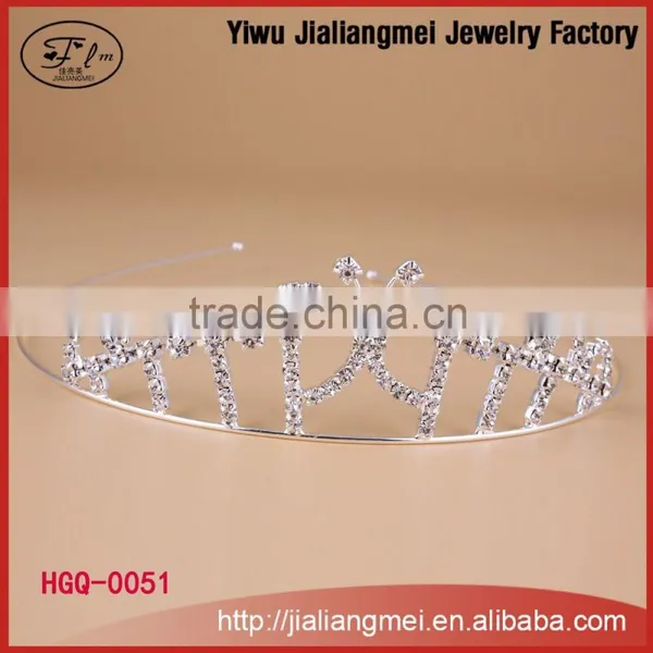 2015 High Quality Silver Plated Princess Pageants Round Crown and Tiara