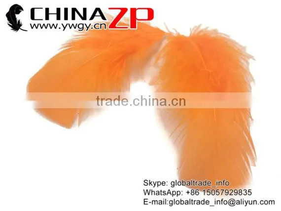 CHINAZP Natural Plumage Bulk Dyed Orange Turkey T-Base Body Feathers for Parties Decorations photo-3