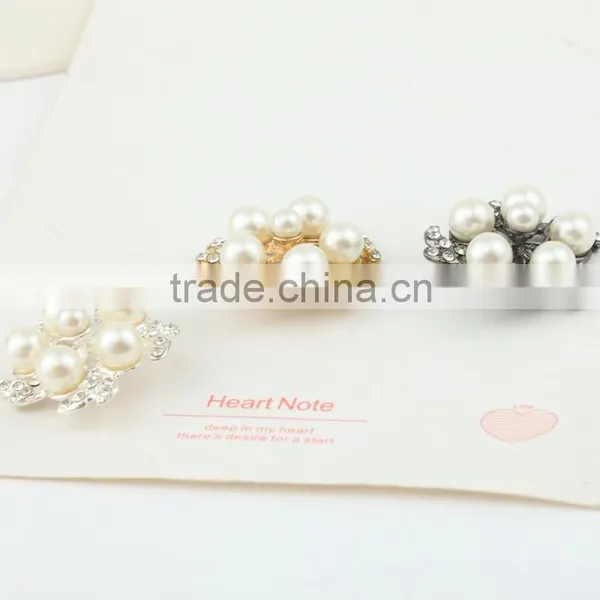 Flower Shape Decorative Vintage 888Crystal Rhinestone Button With Plastic Pearl for Wedding Bouquet photo-3