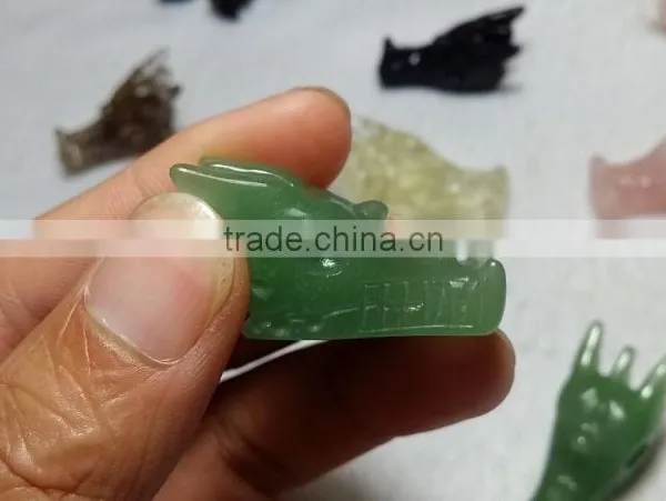 Nice Natural Green Aventurine Dragon Skull,hand Caved Crystal for Gift photo-3