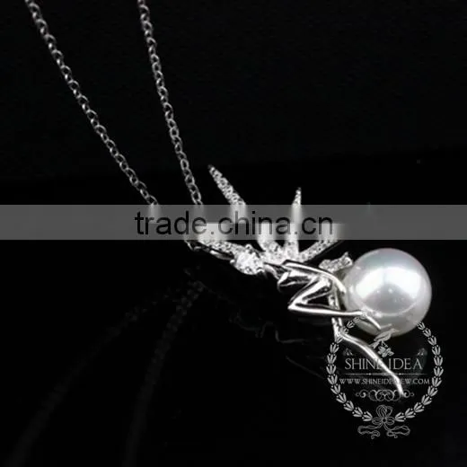 925 Sterling Silver Flower Fairy Pearl Creative Pendant Necklace Fashion Women Necklace Jewelry 6360456 photo-2