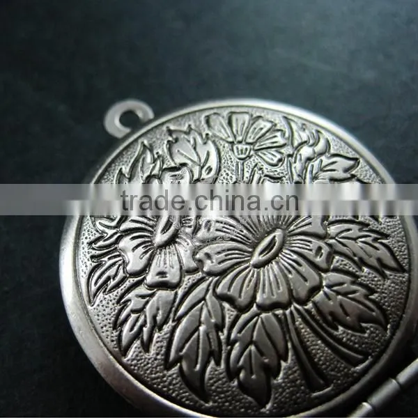 27mm Vintage Style Antiqued Silver Flower Photo Locket Pendant Charm DIY Supplies 1113026 photo-6