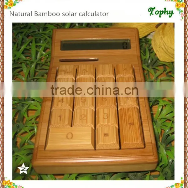 High Quality and New Fashional Natural Bamboo 12-digit Desktop Calculator, Bamboo Calculator Solar photo-3