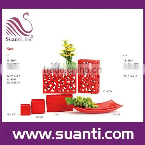 New products chinese souvenir red decorative flower vase for wedding
