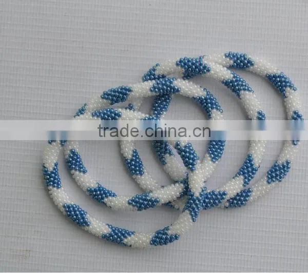 Hand Crochet Rollover Glass Bead Bracelets photo-6