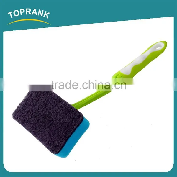 Toprank Colorful TPR Long Handle Kitchen Pan Dish Cleaning Sponge Scouring Pad High Absorbent Sythetic Scrub Cleaning Pad photo-3