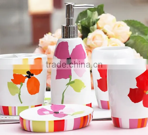 4pcs Ceramic Flower Bathroom Set photo-2