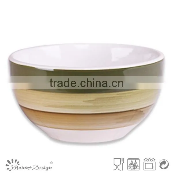 Stoneware Bowl With Blue Vertical Stripe Manufacturer Handpainted Striped Cereal Bowls photo-5