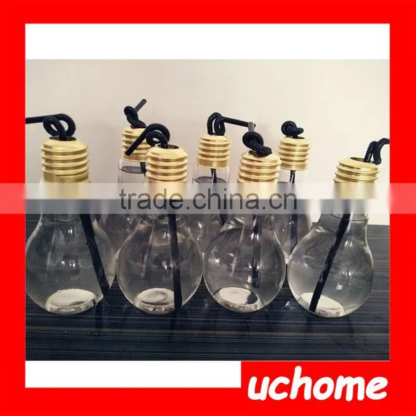 UCHOME 100 ml Light Bulb Drinking Jar Cocktail Plastic Bottle With Lid Straw photo-4