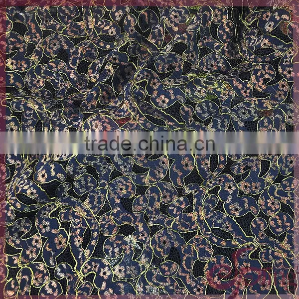 Jacuqard Floral Design Metallic Wholesale Swiss Lace Fabric for Dress/ Tops photo-3