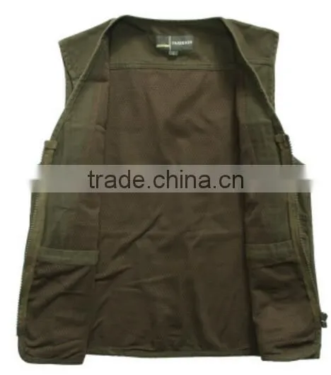 Fashion Mens Zip up no Collar Fishing Vest photo-2
