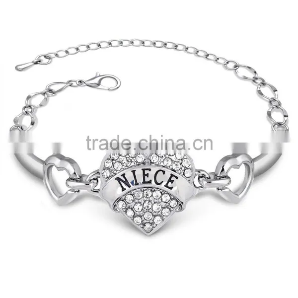 Pink Crystal Heart Bracelet High End Lobster Bracelet Love Heart Charm Chain Bracelet for Niece Birthday Gifts photo-3
