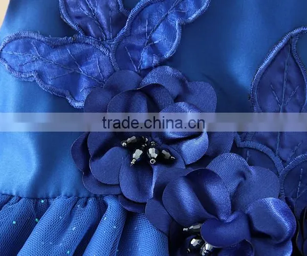 2017 Indian and Pakistan Girls Without Dress Toddler Blue Flower Girls Performance Dresses Turkish Shell Sequins Party Dresses photo-5