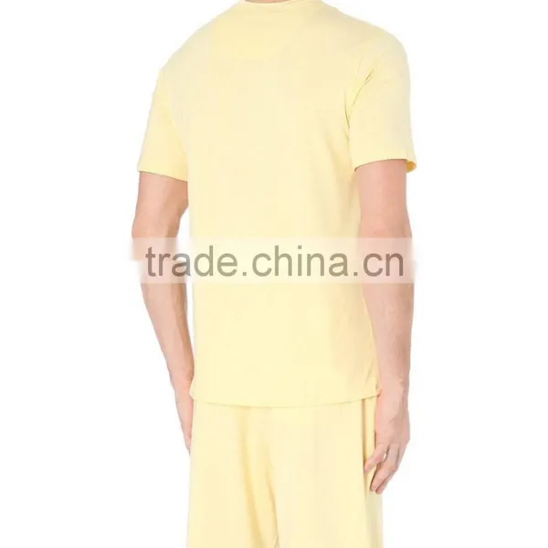 Men's Yellow Blank Summer Wholesale Cotton Pajamas photo-2