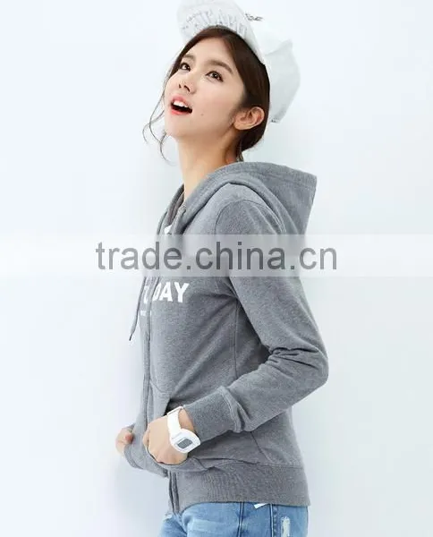 Female Section Hemp Grey Cultivate One's Morality Version Hooded Cardigan Fleece Jacket photo-5